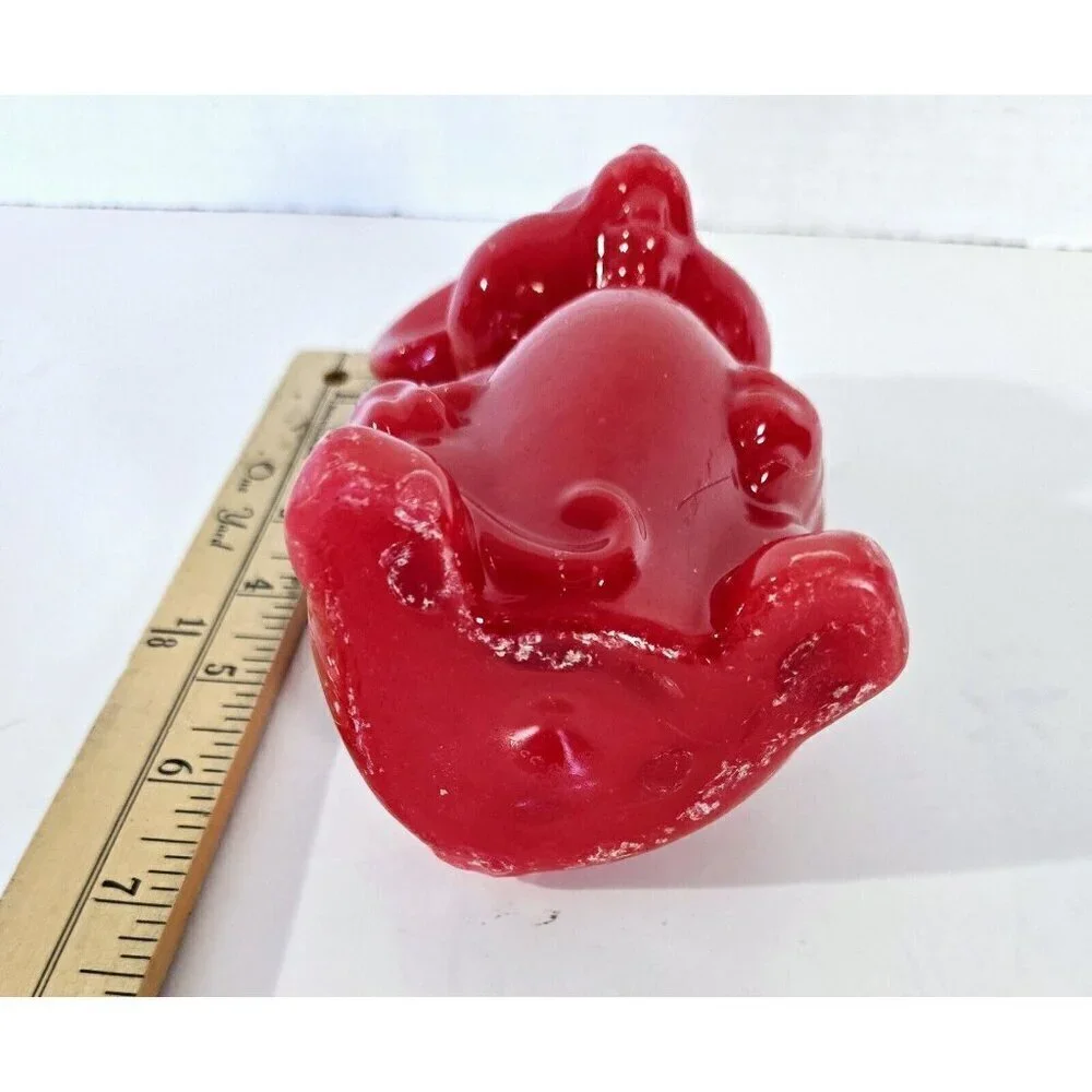 Vintage Candle Christmas Mouse Red With Green Sequin Eyes
